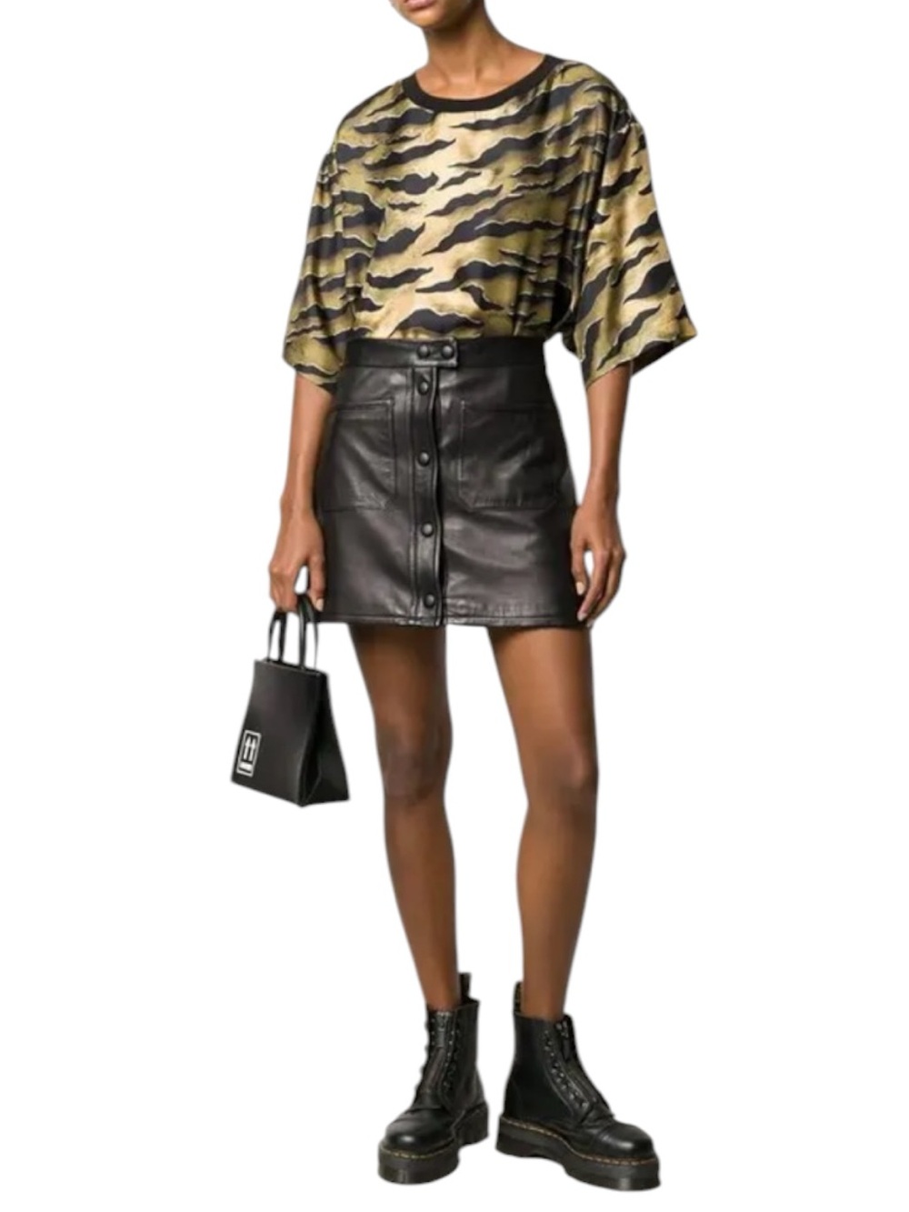 DSQUARED2 Silk Zebra Print Top Gold Black Oversized US 4-6 | IT 40 NWT